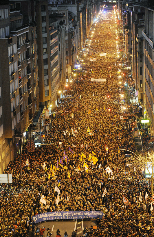 Vista panorámica de la Calle Autonomía, abarrotada de manifestantes. (Jon URBE/ARGAZKI PRESS)