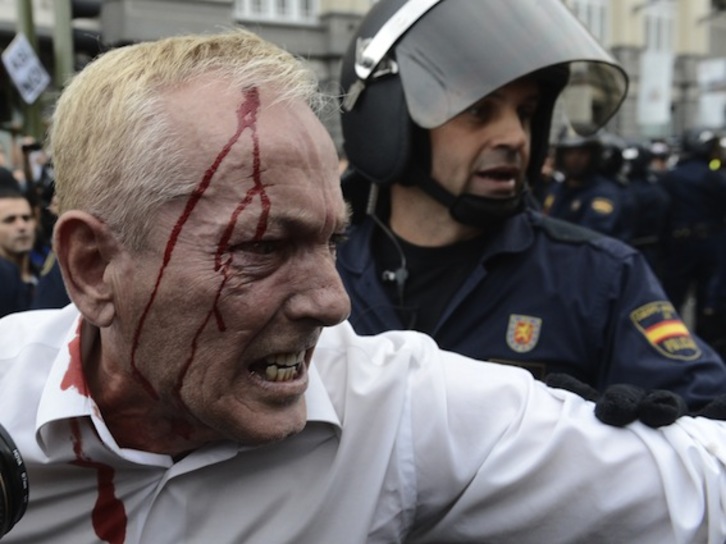 Decenas de personas resularon heridas en la manifestación de Madrid tras la carga de la Policía. (Pierre-Philippe MARCOU/AFP)