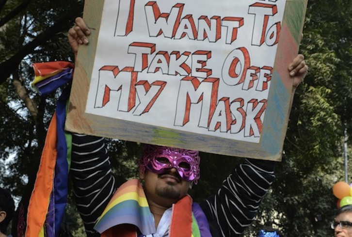 Reivindicación de los colectivos LGTB en India, con motivo de la 5ª edición del Día del Orgullo Queer. (Sajjad HUSSAIN/AFP PHOTO)