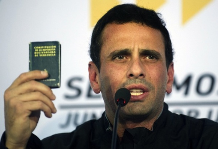 Henrique Capriles, durante su comparecencia de prensa. (Raul ARBOLEDA/AFP)