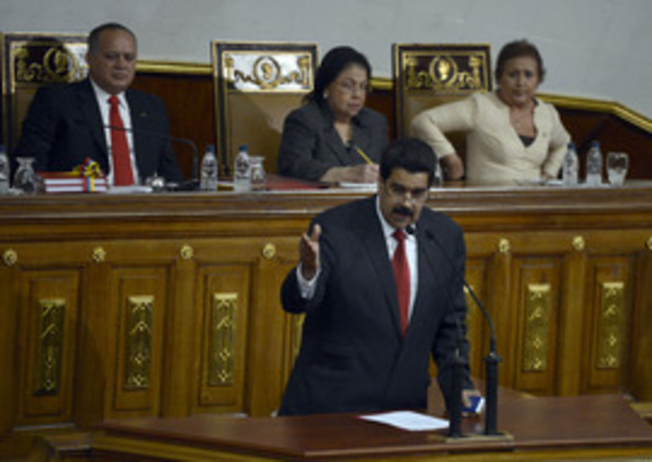 Maduro, este martes ante la Asamblea venezolana. (Juan BARRETO/AFP)