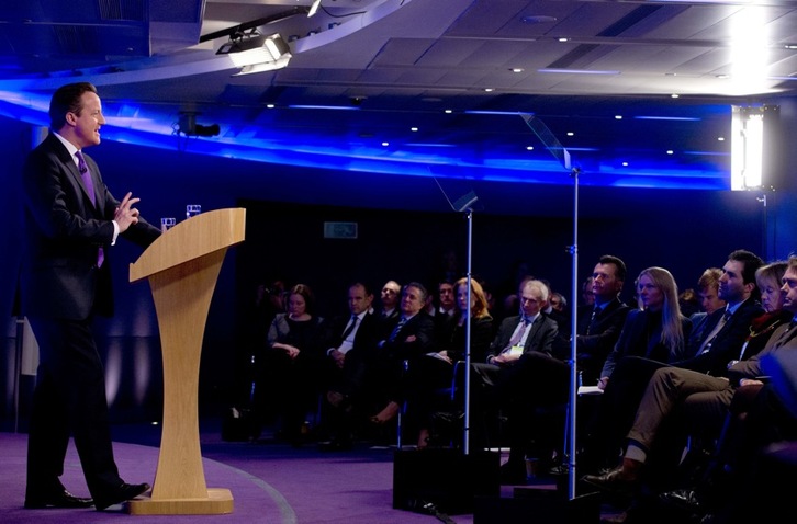 David Cameron, durante el discurso que ha pronunciado en Londres. (Ben STANSALL/AFP) 