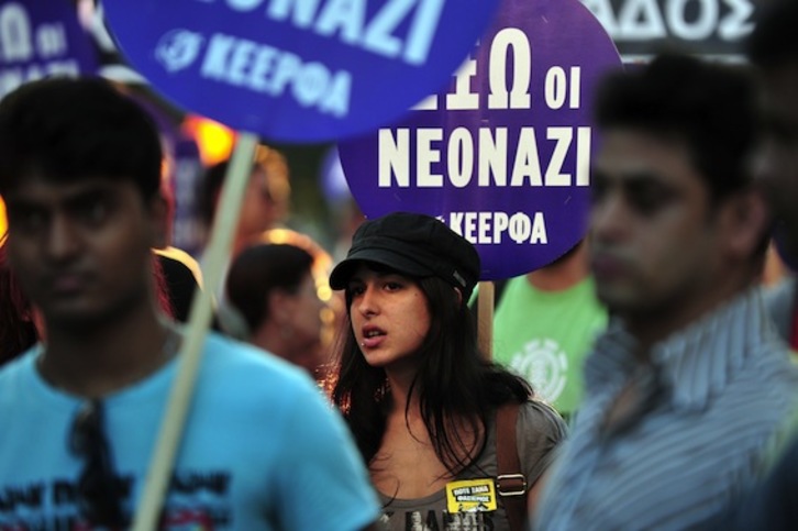 En una imagen de archivo, manifestación antifascista tras la muerte de Fyssas. (Louisa GOULIAMAKI/AFP PHOTO)