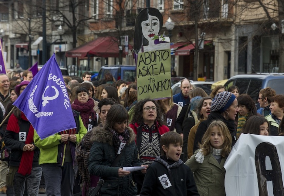 «Aborto askea eta doanekoa», Bilboko manifestazioan.