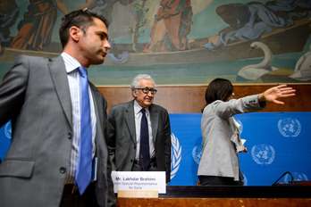 Brahimi el viernes en Ginebra. (Fabrice COFFRINI / AFP)