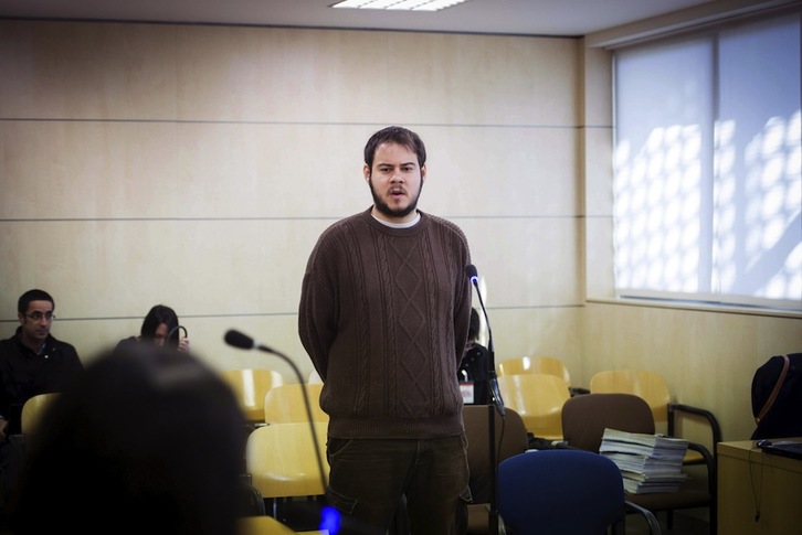 El rapero Pablo Hasél ha defendido su derecho a expresarse libremente durante el juicio en la AN. (Fernando VILLAR/POOL EFE)