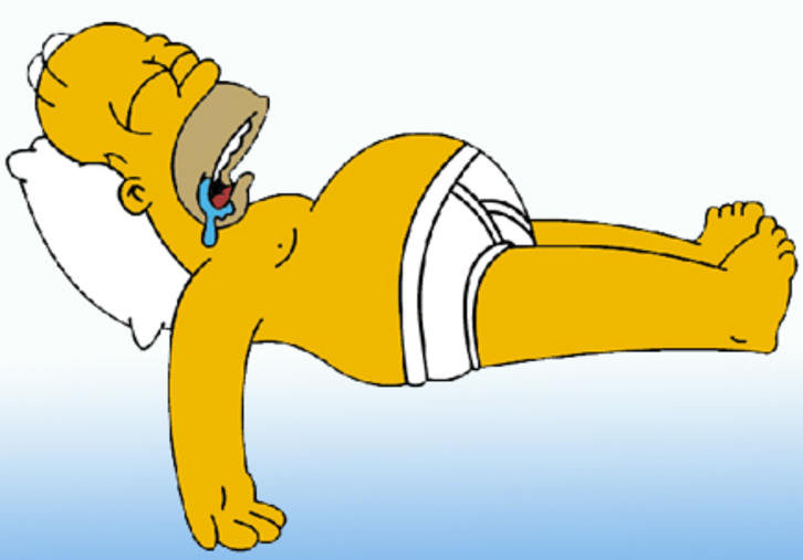 Homer Simpson, agotado tras la carrera. 