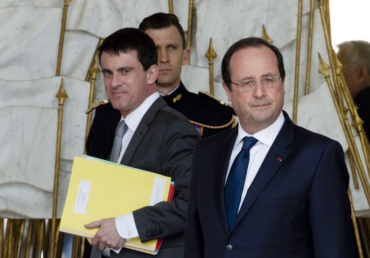 Valls y Hollande, el pasado 19 de marzo, en una imagen captada en París. (Alain JOCARD/AFP)