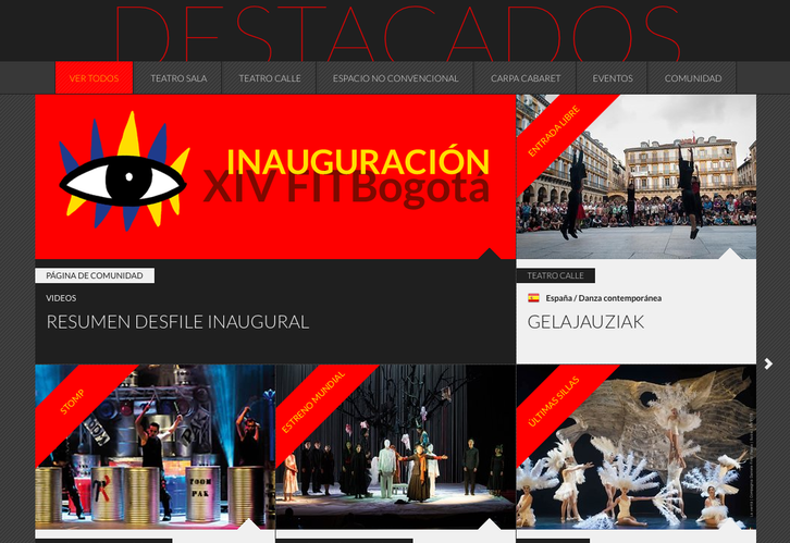 La obra ‘Gelajauziak’ de Kukai en la programación del festival, con su correspondiente bandera española.