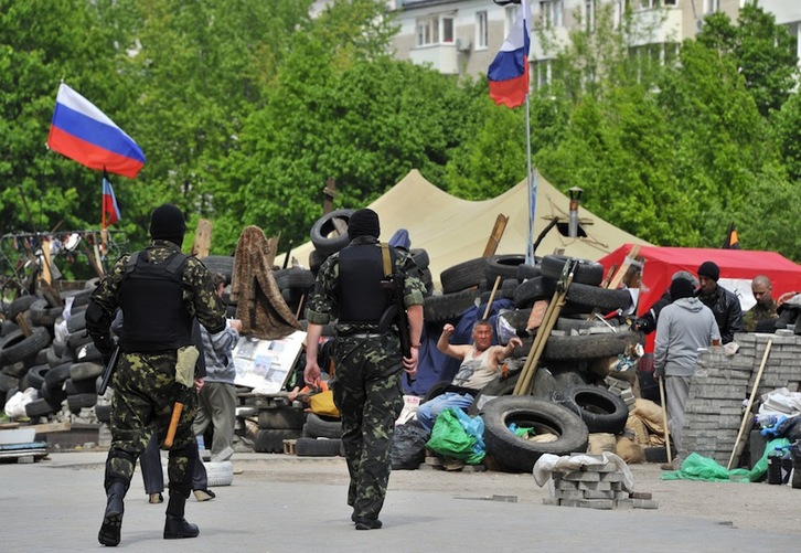 Activistas prorrusos en la ciudad de Donetsk. (Genya SAVILOV/AFP)