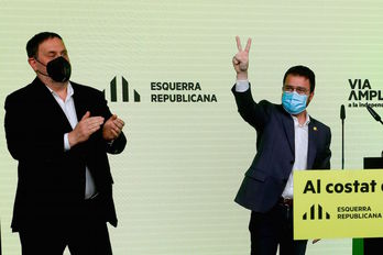 Junqueras y Aragonès, president salvo giros inesperados. (Albert ESTEVEZ | POOL AFP)