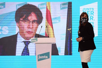 Puigdemont y Borràs. (AFP)