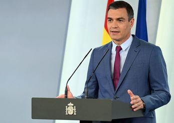 Comparecencia de Pedro Sánchez para explicar los cambios. (Borja PUIG DE LA BELLACASA/AFP) 