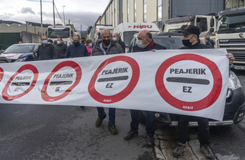 Movilización de HIru contra estos peajes en Gipuzkoa, el pasado enero. (Andoni CANELLADA | FOKU)