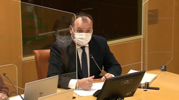 El director general del IVAP, Egoitz Laburu, en su comparecencia en la Comisión de Salud. (EUSKO LEGEBILTZARRA)