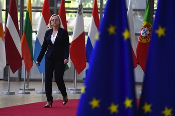 La ministra de Clima y Medio Ambiente de Polonia, Anna Moskwa, llegando al consejo especial sobre la crisis del gas en la sede de la UE en Bruselas.