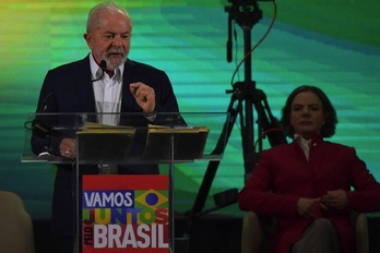 Lula da Silva durante el discurso en el acto de Sao Paulo.