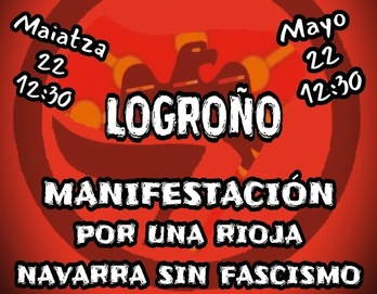 Cartel de la manifestación antifascista convocada en Logroño por Grupo Erribera.
